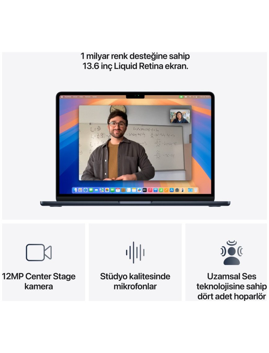 Apple MacBook Air M4 16GB 512GB SSD macOS 13" Taşınabilir Bilgisayar Gece Yarısı MW133TU/A